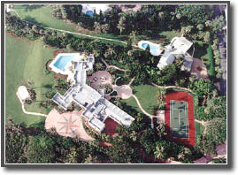 aerial shot of singer building and surrounding landscaping